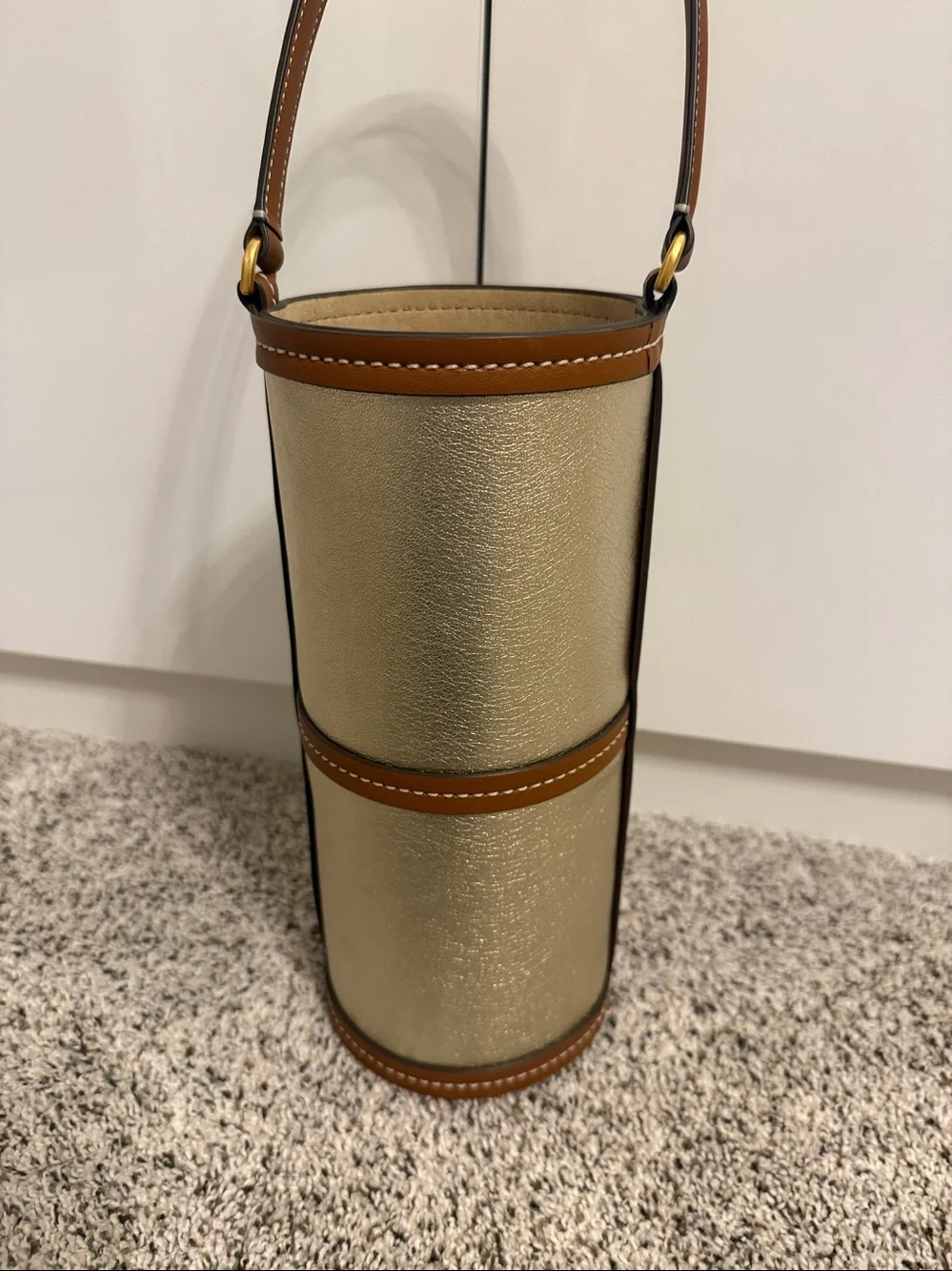 Tory Burch Emerson Wine Tote in Gold Leather NWOT